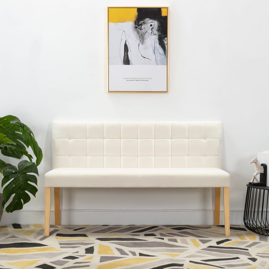 vidaXL Bänk 140 cm gräddvit tyg