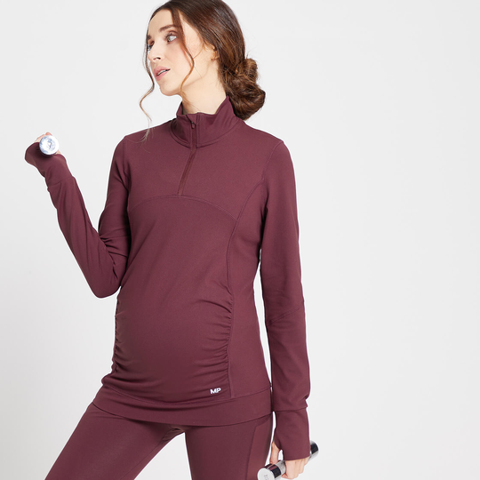 MP Women's Power Maternity 1/4 Zip - Vinröd - XXL