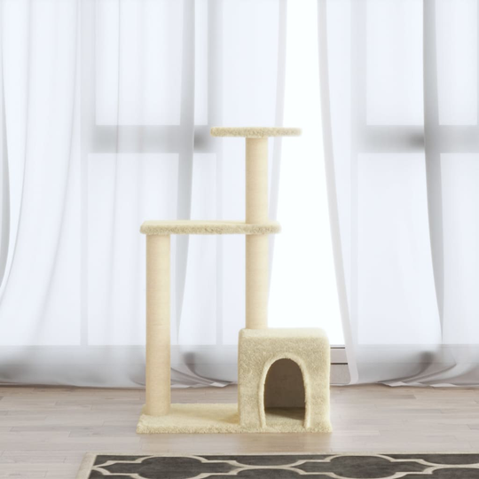 vidaXL Klösträd med klöspelare i sisal gräddvit 71 cm
