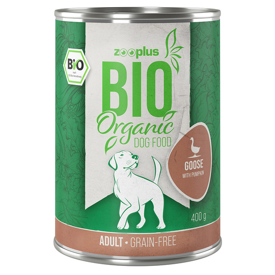 Ekonomipack: zooplus Bio 24 x 400 g - Eko-gås med eko-pumpa (spannmålsfritt)