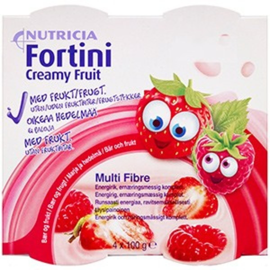 Nutricia Fortini Creamy Fruit, komplett kosttillägg, bär och frukt 4 x 100 g
