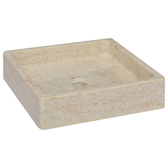 vidaXL Handfat gräddvit 40x40x10 cm marmor