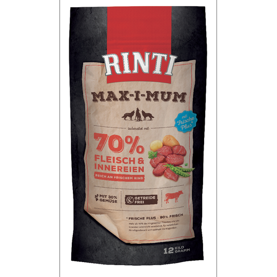 Ekonomipack: 2 x 12 kg Rinti Max-I-Mum torrfoder - Nötkött (2 x 12 kg)
