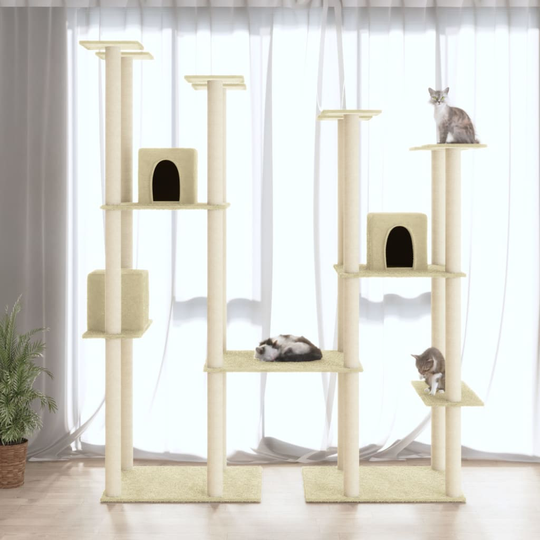 vidaXL Klösträd med klöspelare i sisal gräddvit 174 cm