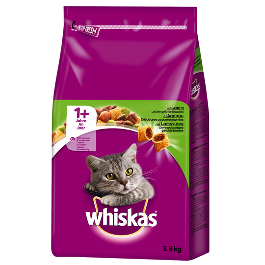 Whiskas 1+ Lamm - Ekonomipack: 2 x 3,8 kg