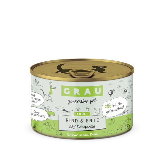 Ekonomipack: GRAU Adult Grain Free 24 x 200 g - Nötkött & anka