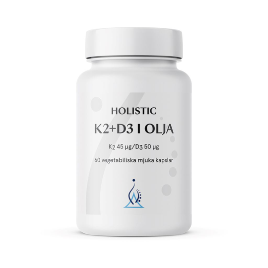 Holistic K2+D3-vitamin i olja 60 kapslar