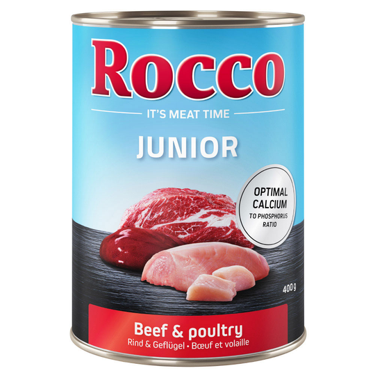Ekonomipack: Rocco Junior 24 x 400 g - Fjäderfä & nötkött