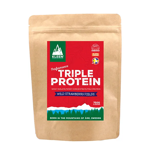 Kleen Sports Nutrition Triple Protein Powder - Wild Strawberry Fields, 750g