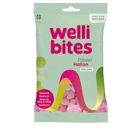 Wellibites Fläder & Hallon 70 g
