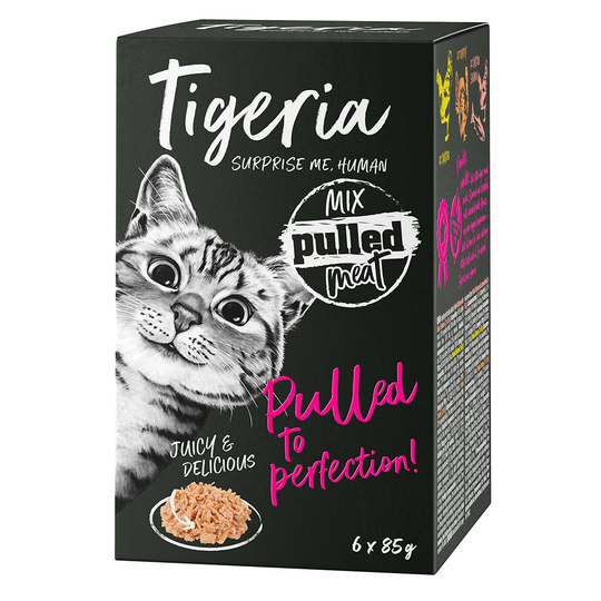 Ekonomipack: Tigeria Pulled Meat 48 x 85 g - Mix (3 sorter)