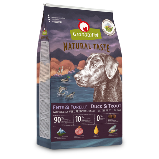 GranataPet Natural Taste Anka & öring torrfoder - 12 kg