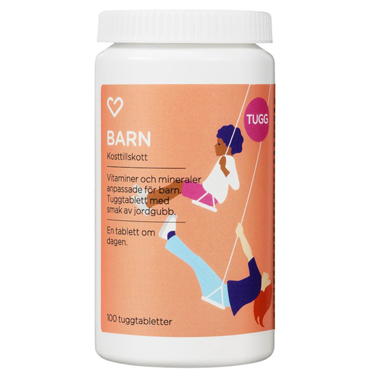 Hjärtats Barn Multivitamin tuggtablett med jordgubbsmak