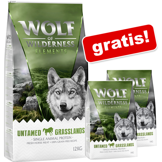 12 + 2 kg på köpet! 14 kg Wolf of Wilderness monoprotein torrfoder - Fiery Volcanoes - Lamb