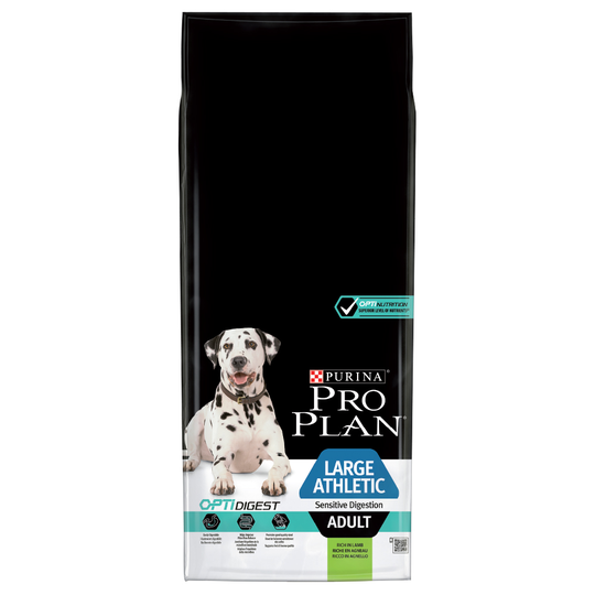 12/14 kg Pro Plan hundmat + 2/2,5 kg på köpet! PURINA PRO PLAN Large Adult Athletic Lamb & Rice OPTIDIGEST (14 + 2,5 kg på köpet)