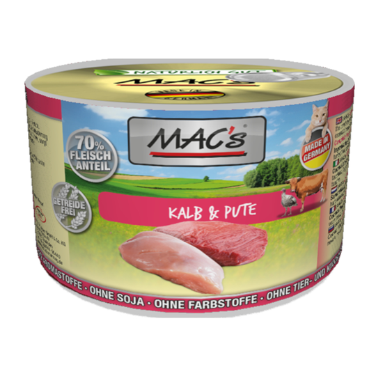 MAC's Cat kattfoder 6 x 200 g - Kalv & kalkon