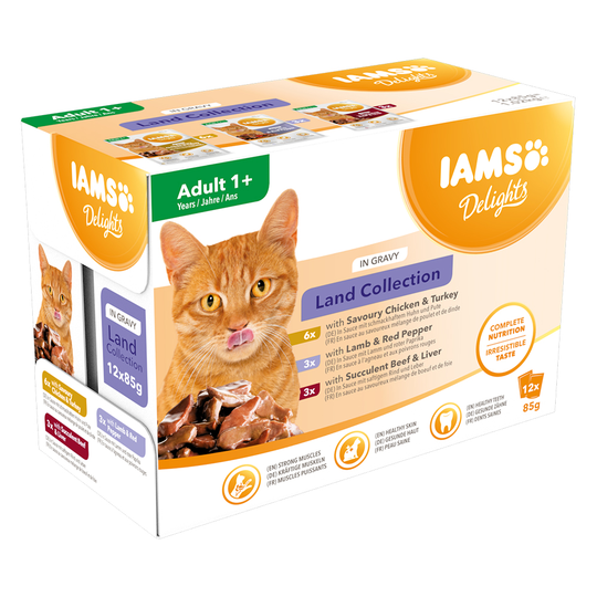 IAMS Delights Adult i sås 12 / 24 x 85 g - Land Mix 24 x 85 g