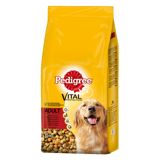 Ekonomipack: 2 påsar Pedigree till sparpris! - Adult Beef & Vegetables (2 x 15 kg)