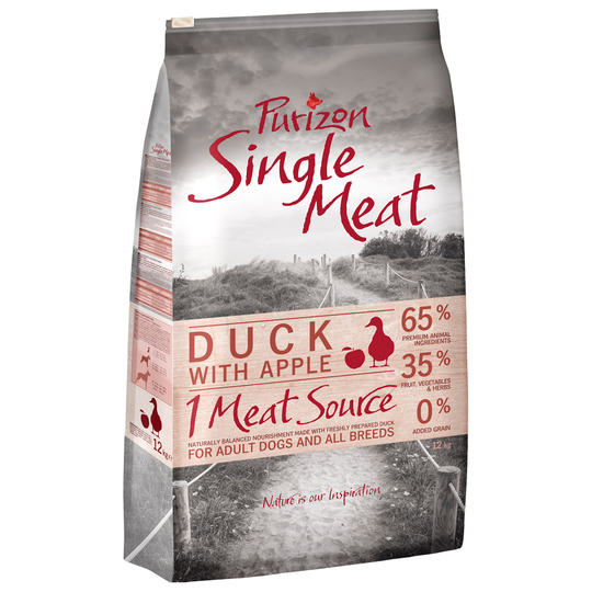 Ekonomipack: Purizon Single Meat hundfoder 2 x 12 kg - Duck & Apple