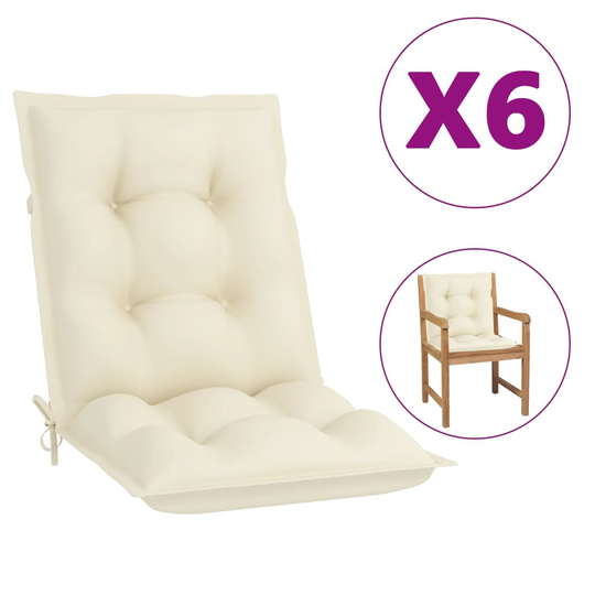 vidaXL Dynor för trädgårdsstolar 6 st gräddvit 100x50x7 cm
