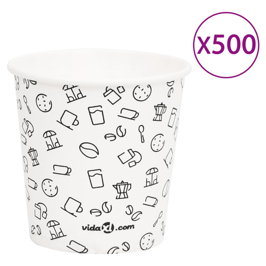vidaXL Pappersmuggar 120 ml 500 st vit och svart