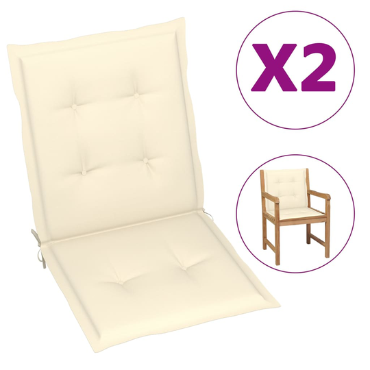 vidaXL Stolsdynor för trädgården 2 st gräddvit 100x50x3 cm