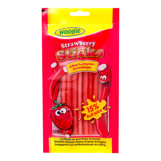 Woogie Strawberry Sticks - 80 gram