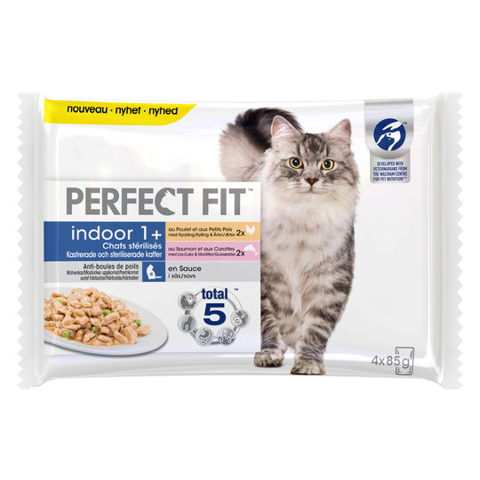 Perfect Fit Sterilised Indoor 1+ - 4 x 85 g Kyckling + Lax