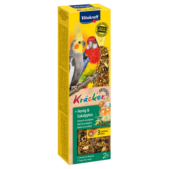 Vitakraft Kräcker för stora parakiter - Honung & eukalyptus, 2 st