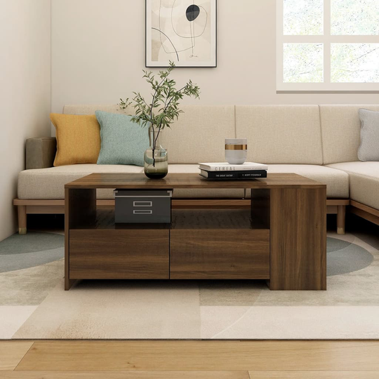 vidaXL Soffbord brun ek 102x55x42 cm konstruerat trä