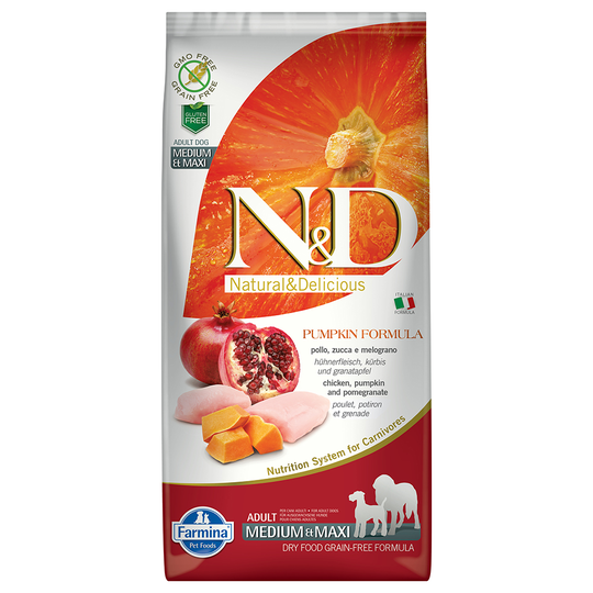 Farmina N&D Pumpkin Grain Free Chicken & Pomegranate Medium/Maxi - 12 kg