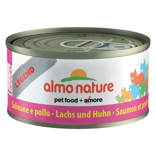 Superblandpack: 24 x 70 g Almo Nature Legend och 6 x 70 g Cosma Nature! - Lax & kyckling + Cosma Nature provpack