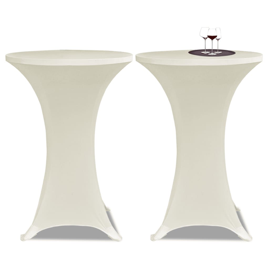 vidaXL Duk till ståbord Ø80 Stretch Creme 2-pack
