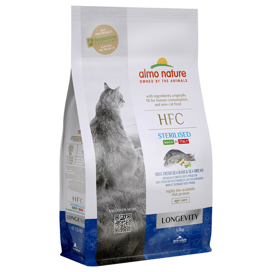 Almo Nature HFC Longevity Sterilised Sea Bass & Gilthead Seabream - Ekonomipack: 2 x 1,2 kg
