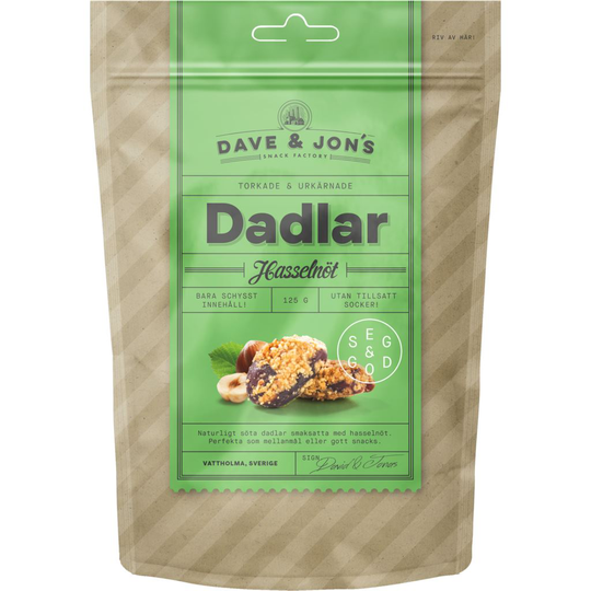 DAVE & JON´S Dadlar Hasselnöt 125 g
