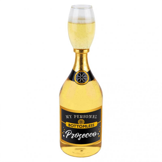Glas, prosecco bottle