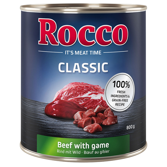 Rocco Classic 12 x 800 g hundfoder - Nötkött & vilt