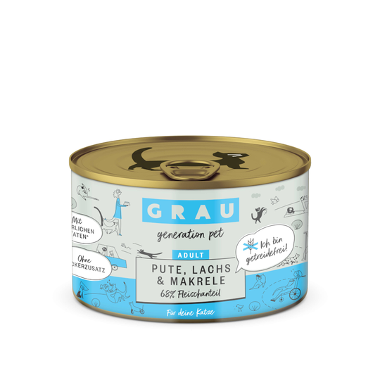 Ekonomipack: GRAU Adult Grain Free 24 x 200 g - Kalkon, lax & makrill
