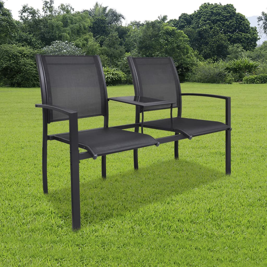 vidaXL Trädgårdsbänk 2-sits 131 cm stål och textilene svart