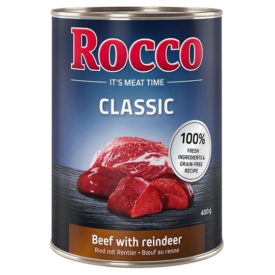 Rocco Classic 12 x 400 g hundfoder - Nötkött & renkött