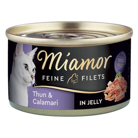 Ekonomipack: Miamor Fine Filets 24 x 100 g - Ljus tonfisk & kalamari i gelé