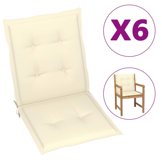 vidaXL Sittdynor för trädgården 6 st gräddvit 100x50x4 cm