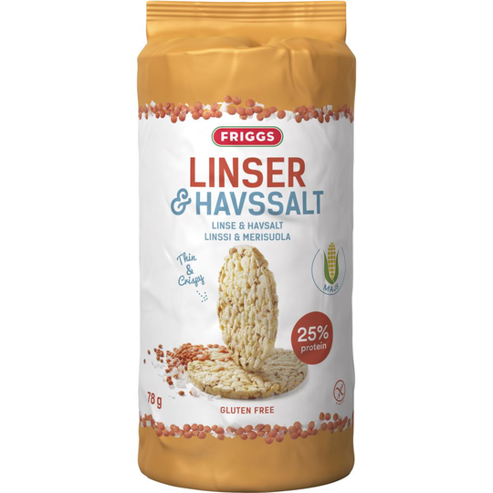 Friggs Majskakor Linser & Havssalt 78 g