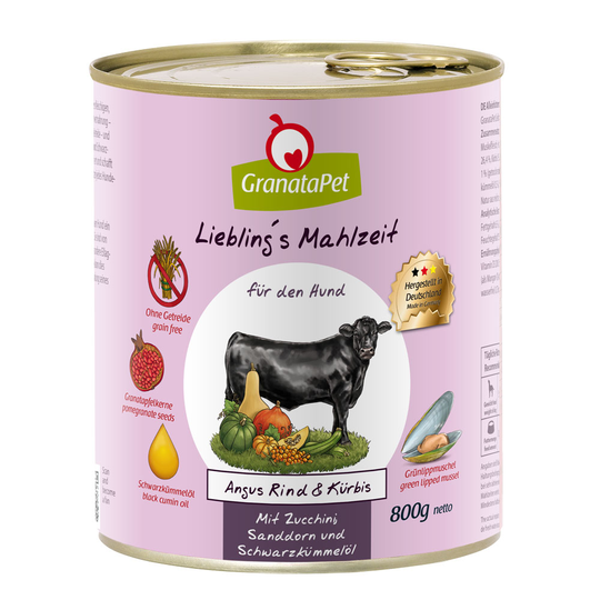 GranataPet Liebling's Mahlzeit 6 x 800 g Angus nöt & pumpa