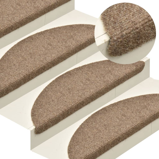 vidaXL Trappstegsmattor självhäftande 5 st gräddvit 56x17x3 cm brodyr
