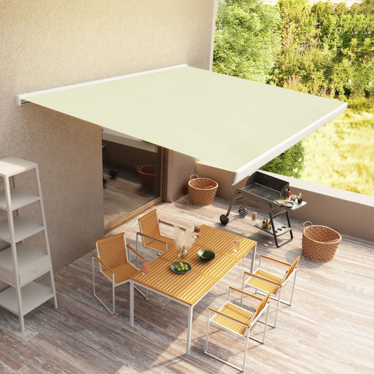 vidaXL Markis motoriserad 400x300 cm gräddvit