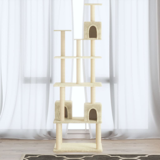 vidaXL Klösträd med klöspelare i sisal gräddvit 188 cm