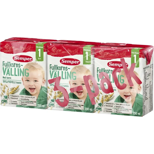 Semper 3 x Fullkornsvälling 1 år 3-pack