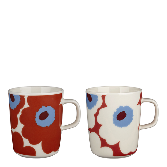 Marimekko - Unikko Mugg 25 cl 2-pack Vit/Röd/Blå