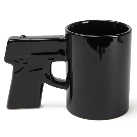 Porslinsmugg, pistolhandtag svart 340 ml